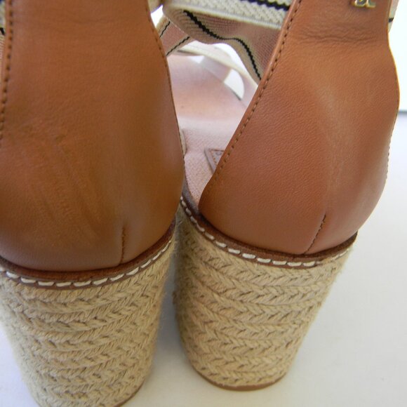 TORY BURCH FREIDA PINK ESPADRILLE PLATFORM WEDGE SANDALS SZ 10M - Picture 5 of 10